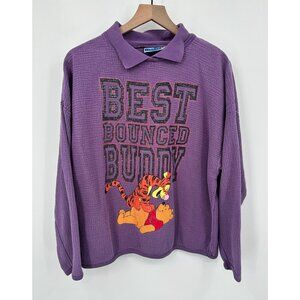 Vintage 90s Disney Pooh & Tigger Best Bounced Buddy Sweater Women XL Purple